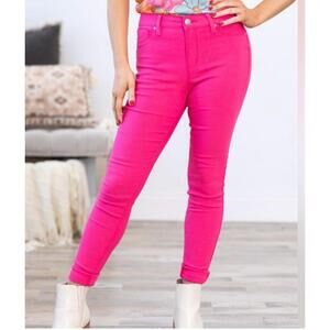 YMI Hot Pink Mid Rise Skinny Jeans - Poppy Pink - Med